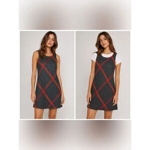 Promod Houndstooth Plaid Sleeveless Layered Shift Dress Size 8 US/10 UK Knitted